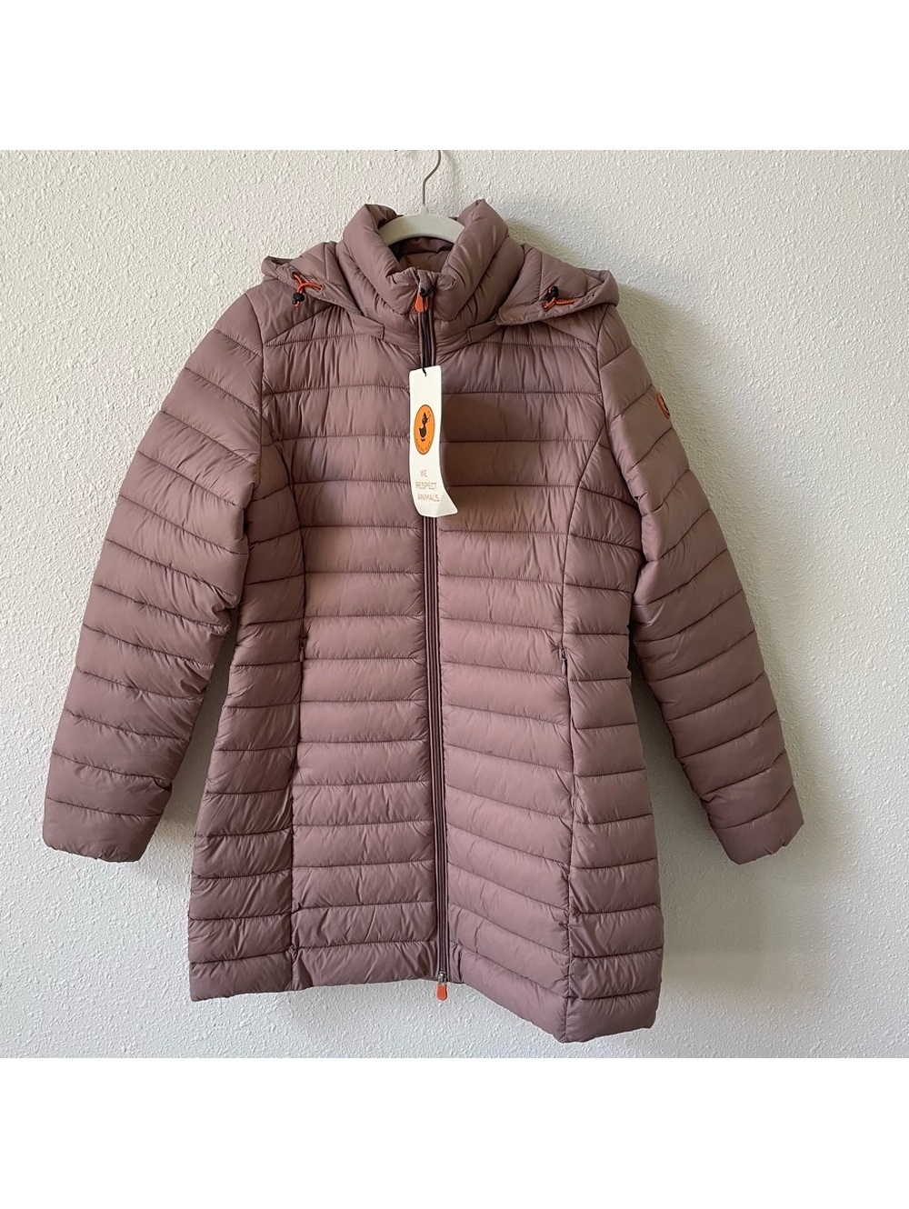 Save The Duck Hooded Animal Free Puffer Coat Carol Dusty Pink Size 3 M / L